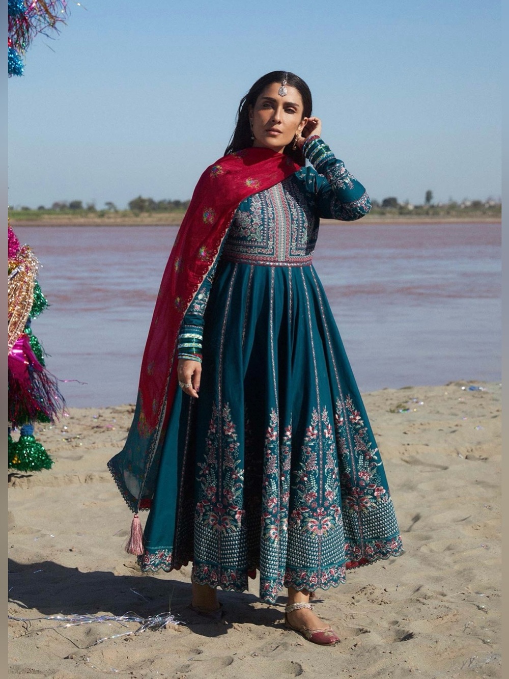 Embroidered Anarkali Dress Designer Hussain Rehar Zarqash pret collection